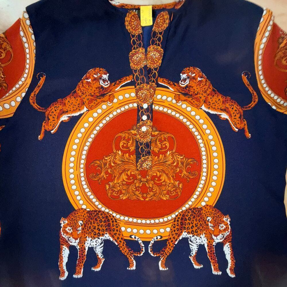 VINTAGE Beulah Style Leopard Shirt dress with pockets size L - Picture 3 of 13